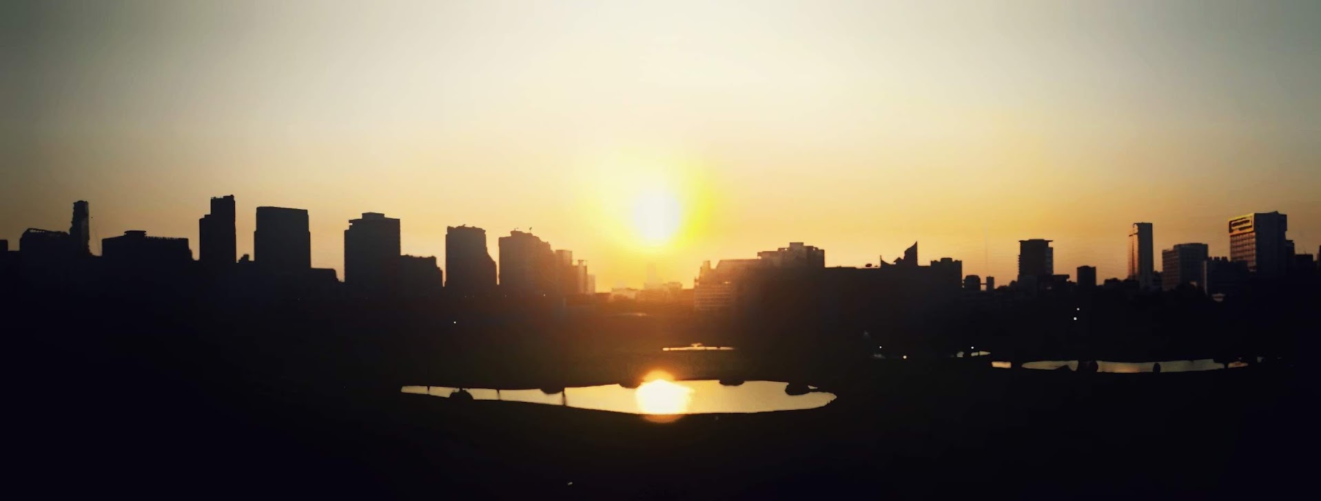 Panoramic shot of Bangkok at sunset